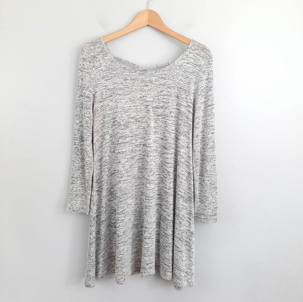 TMG Heather Gray Criss Cross Back Tunic Top